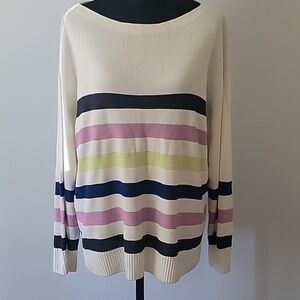 St. John White Ribbed boat Neck Knit Top